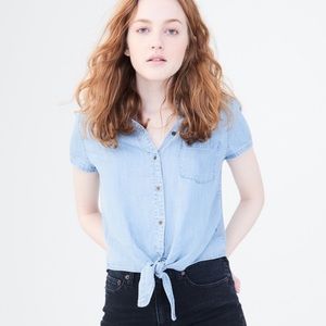 VICI Collection Chambray Tie Top Denim